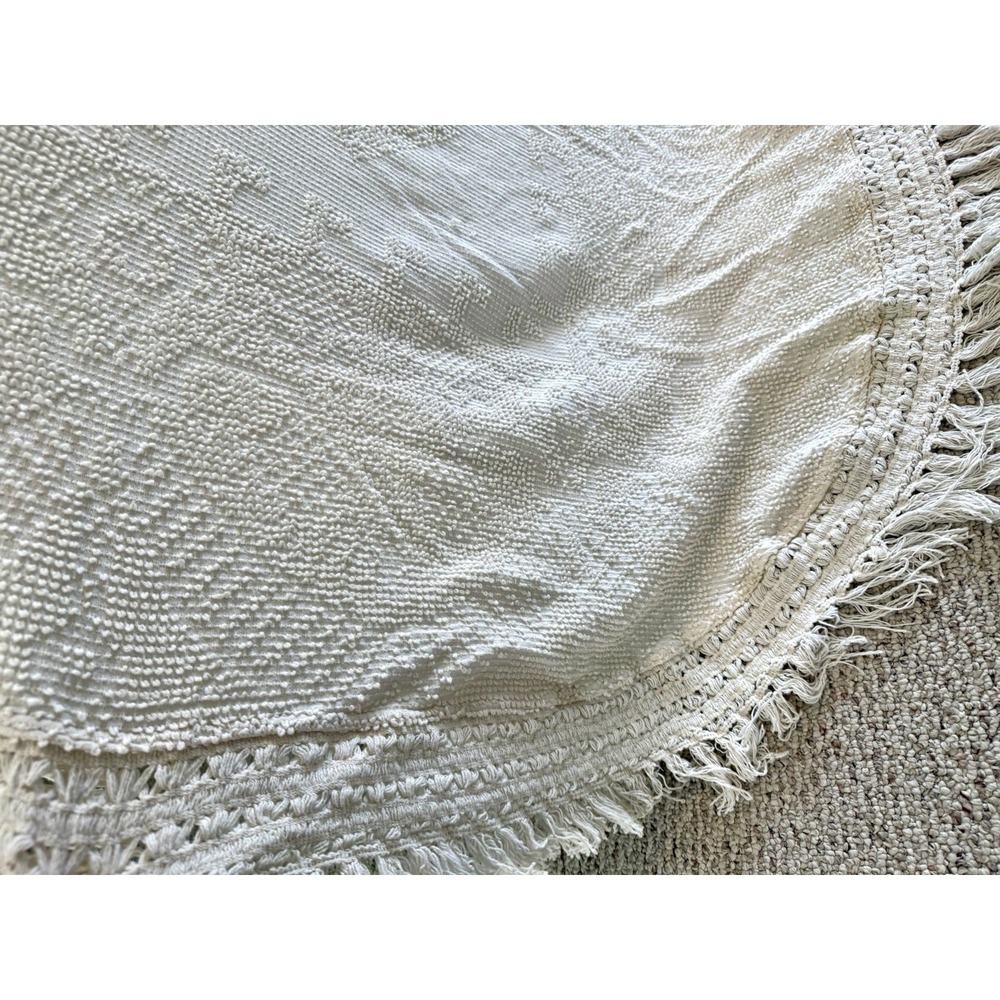Vintage Maine Heritage Weavers Cream Off White Hobnail Coverlet Bedspread 120x96 - Picture 9 of 11
